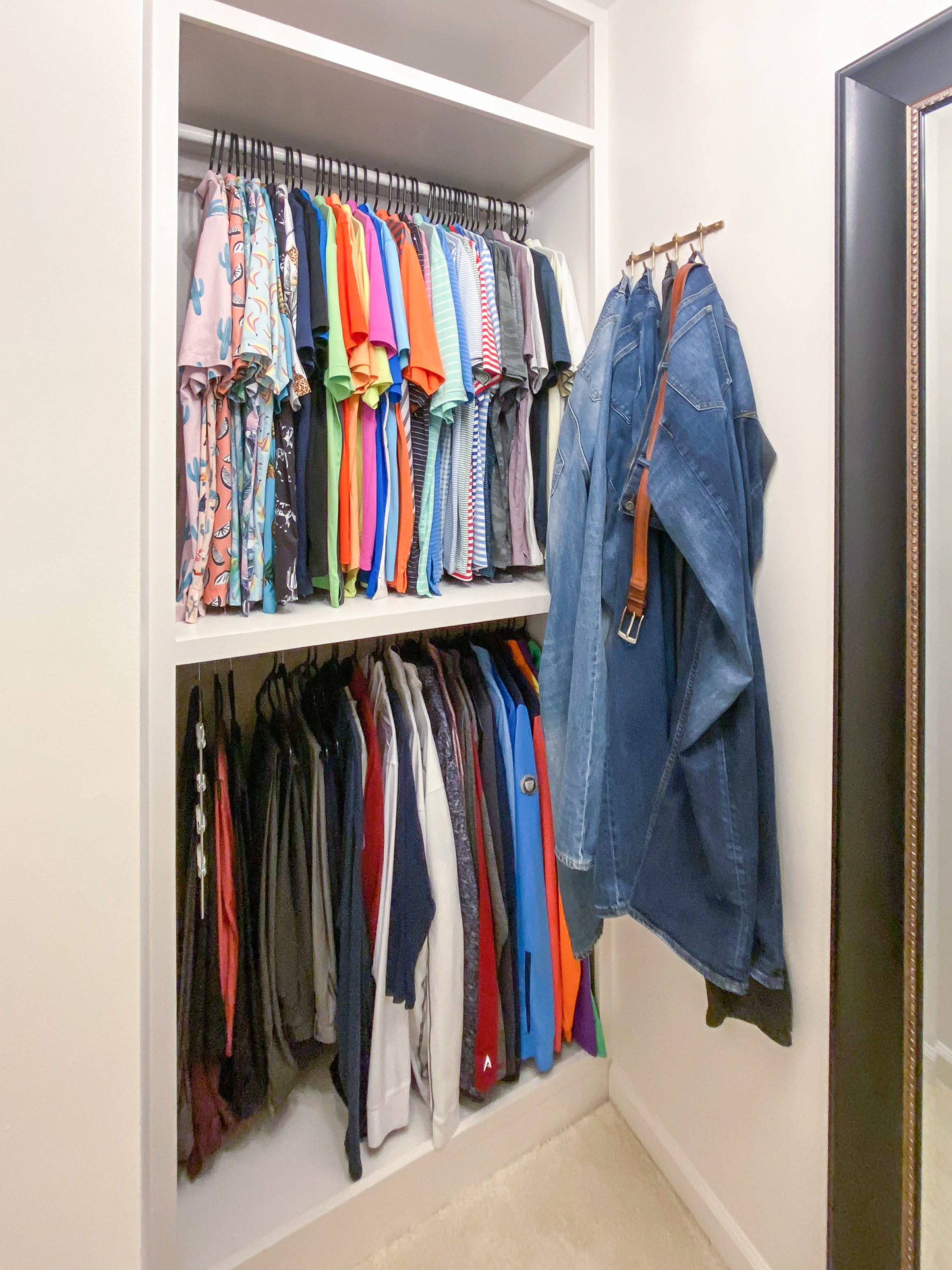 Custom Closet white Built Ins with gold finishes 