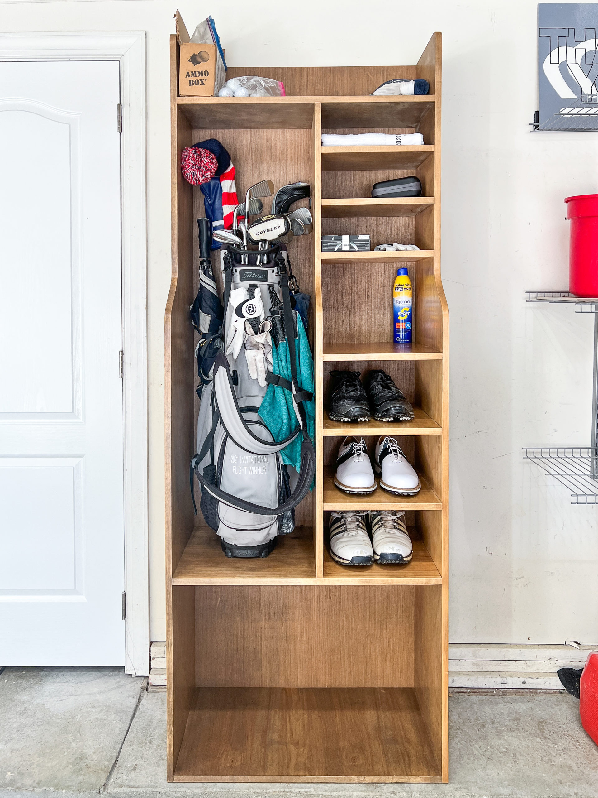 DIY Golf Bag Storage System. Dual storage for clubs plus