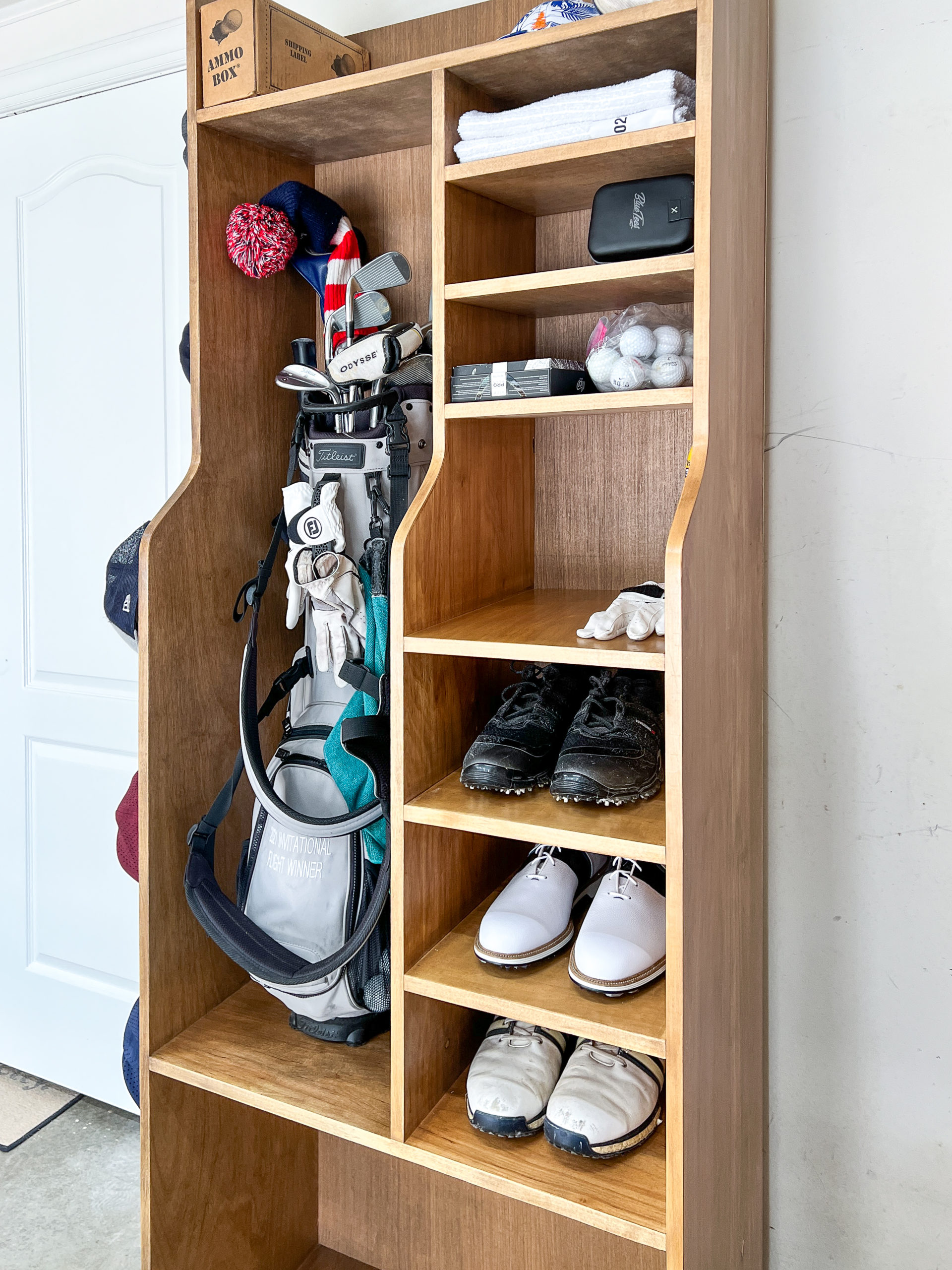 DIY Golf Bag Storage System. Dual storage for clubs plus